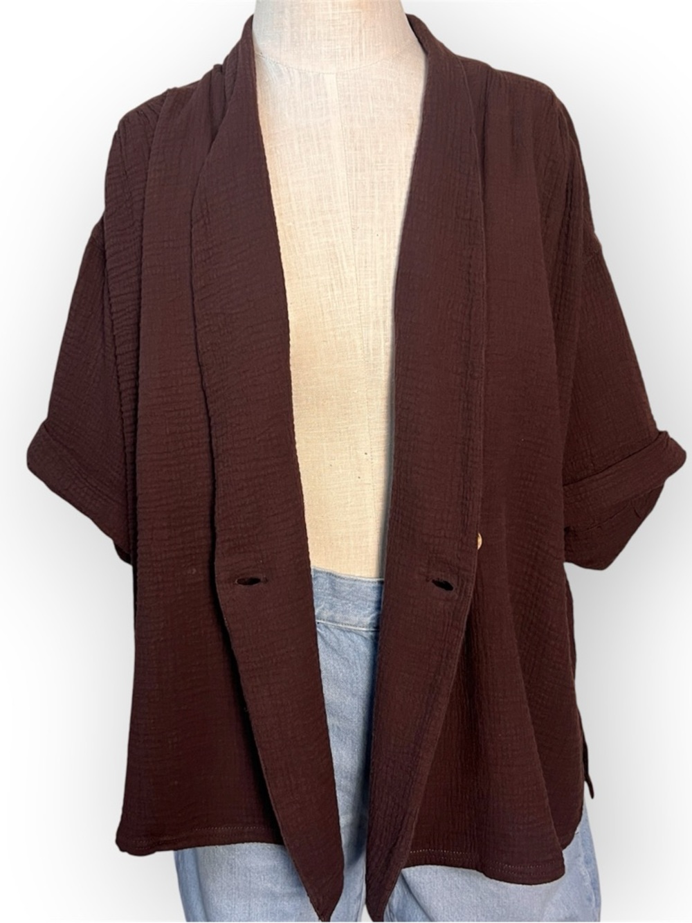 FREE PEOPLE We The Free Lou Blazer Shirt Brown Size Small